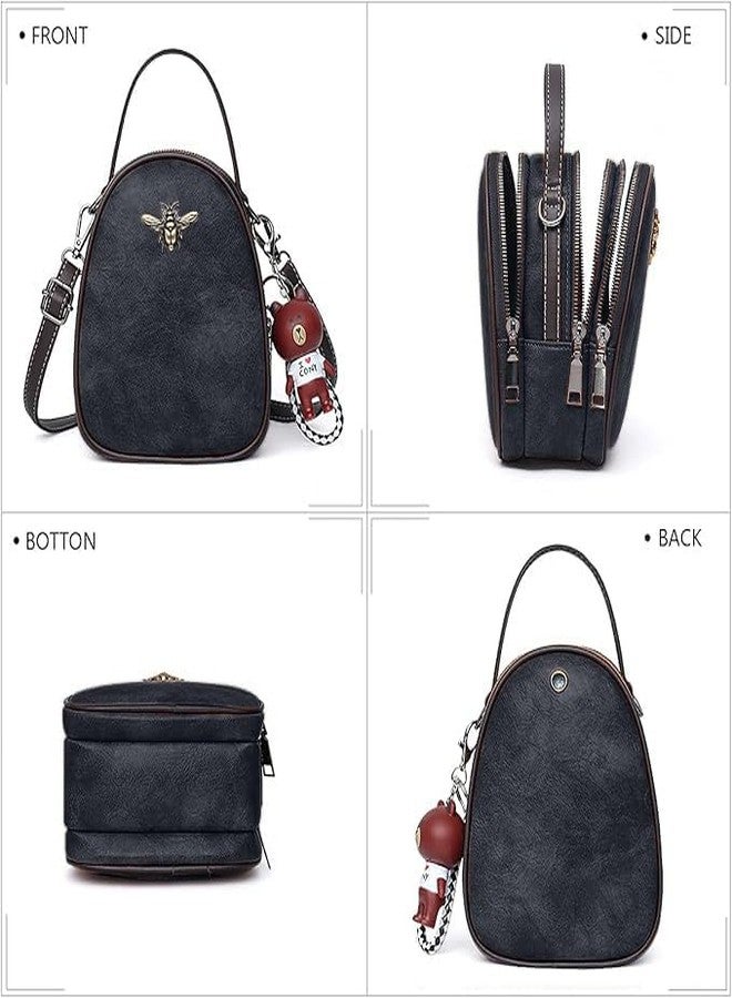 موكا حقيبة كتف صغيرة أنيقة من MOCA للنساء والفتيات، مزينة بتعليقة نحلة، وحزام قابل للتعديل، حقيبة كتف نسائية، هدية (أسود) - Image 3